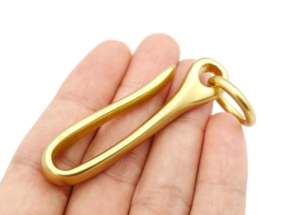 Hotop 3 Pack Solid Brass U Key Loop Hook Pocket Clip, Brass Key