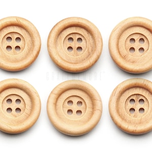 Wooden Buttons 4 Holes Round Wood Button for Garment Sewing DIY Crafts B739
