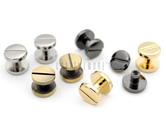 11mm Flat Head Chicago Screws, Rivets for Leather Straps, 6 Sets
