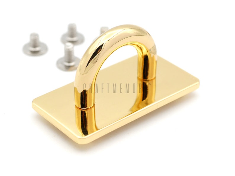 2sets Rectangle Plate with 5/8 D-ring Screwback Bridge Connector Hanger for Purse Decorative Collar Choker Accessories H-68 Gold