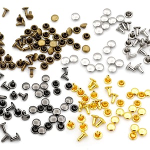 500 pack Double Cap Rivets 5mm 6mm 7mm Leather Rivets Tubular Metal Studs for Leather Craft Repairs Decoration