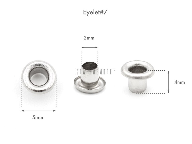 2mm 3mm Tiny Eyelets Self Backing for Bead Cores, Clothes, Leather, Paper label 200 pack zdjęcie 2