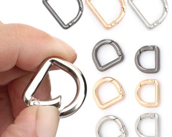 4PCS Snap-On D-Ring Buckle with Spring Gate | 4 Sizes, 3 Finishes SPD4