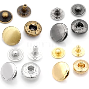 Solid Brass Snap Buttons S-Spring Socket Popper Fasteners Jacket Bag Closures 10 pack