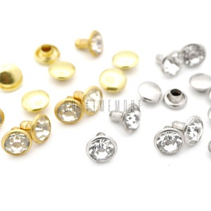 50sets 7mm Czech Crystal Rhinestone rivets Diamond Riveting supplies
