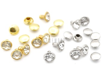 50sets 7mm Czech Crystal Rhinestone rivets Diamond Riveting supplies