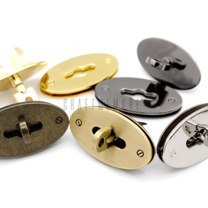 1pc Oval Twist Lock Purse Closure Quality Turn Lock Leathercraft Accessories Multi Sizes & Colors