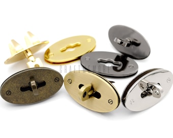 1pc Oval Twist Lock Purse Closure Quality Turn Lock Leathercraft Accessories Multi Sizes & Colors