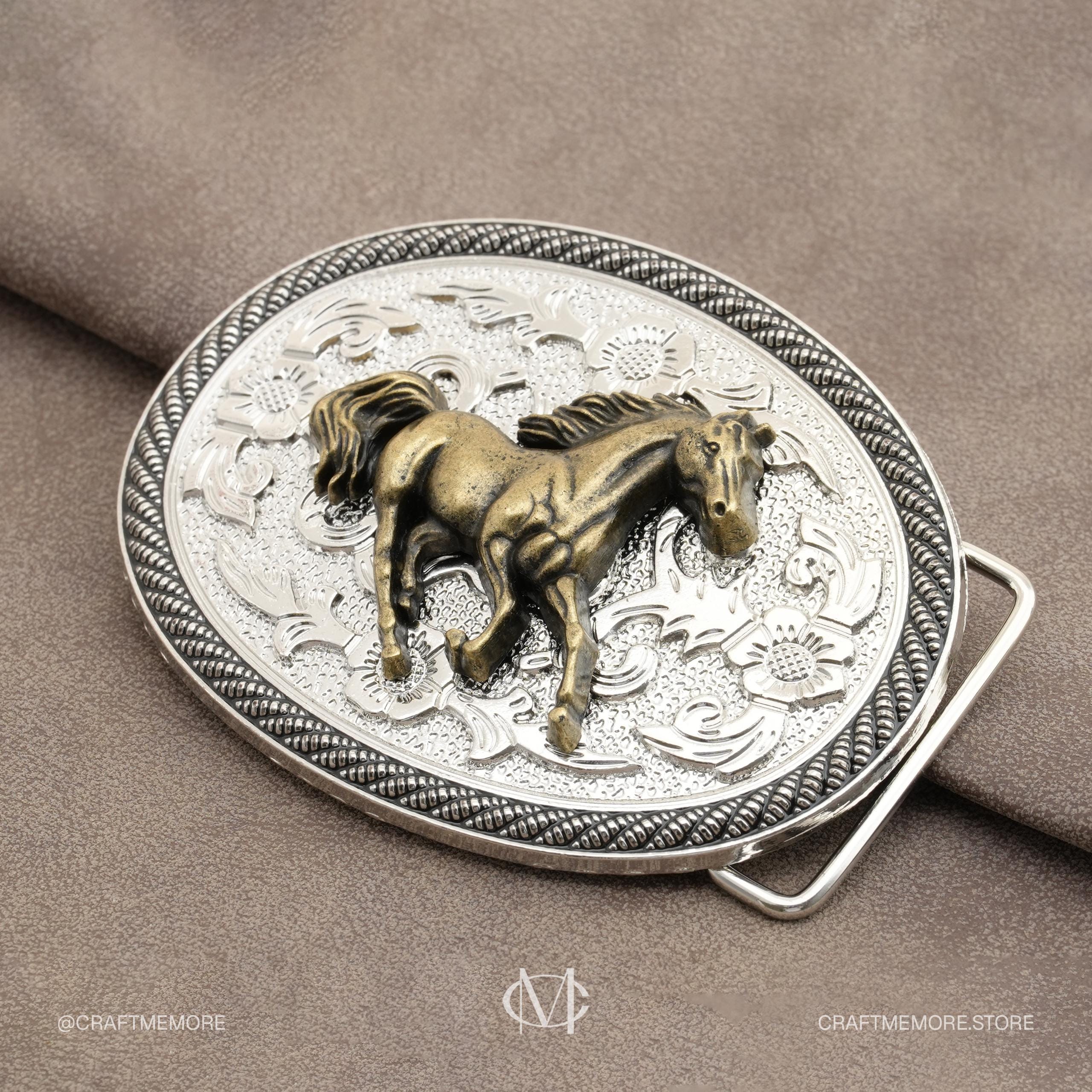 Horse Belt Buckle – Western Cowboy Rodeo Style | Running  display picture 3