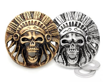 2pcs Indian Head Skull Concho Screw Back Tribal Cheif Conchos Leather craft Decorations CHS24