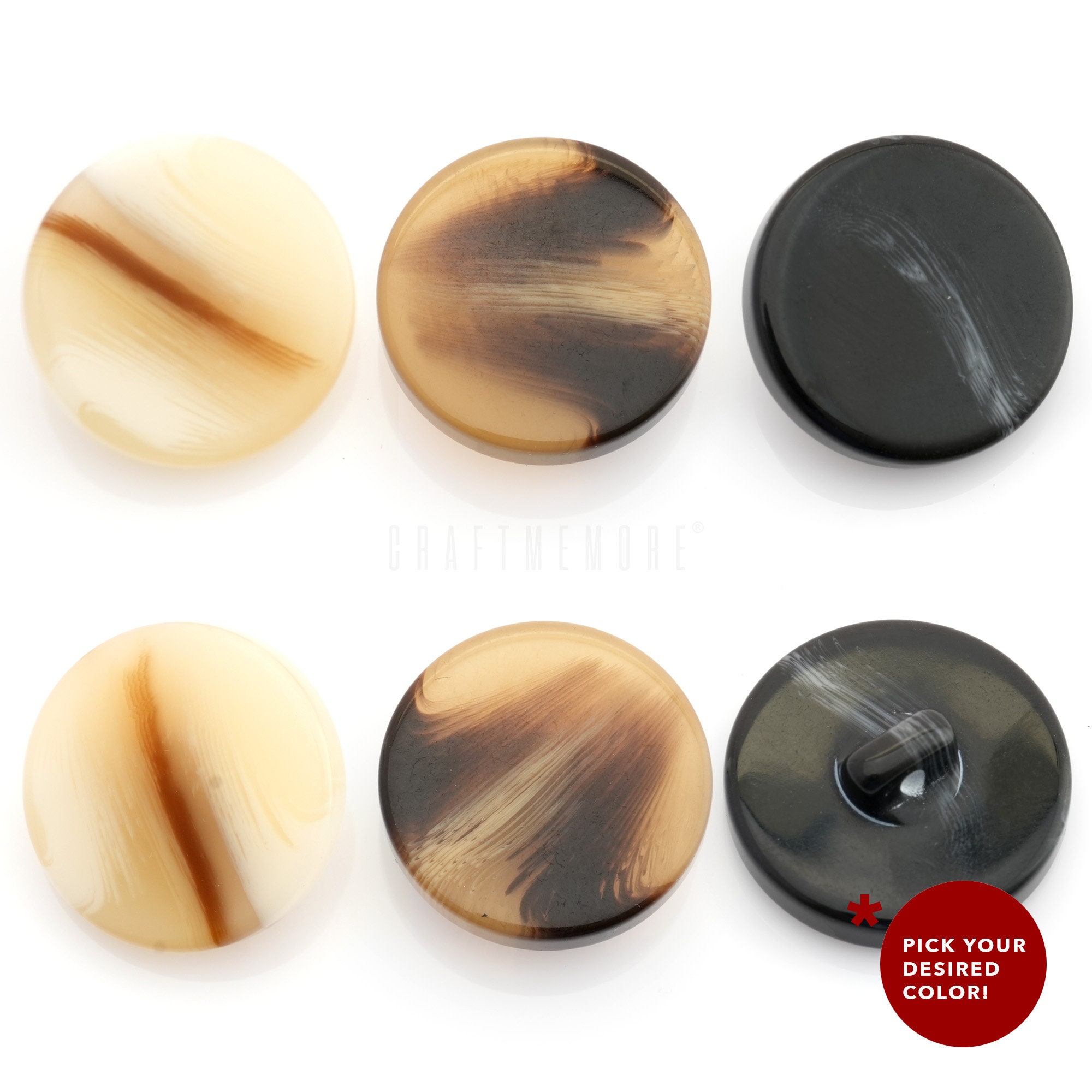 Tortoise Color Flat Shank Buttons for Garment Sewing Men's