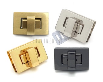 2pack 1-1/8" Mini Rectangle Twist Turn Locks Purse Closure Premium Quality Leathercraft Accessories #8334