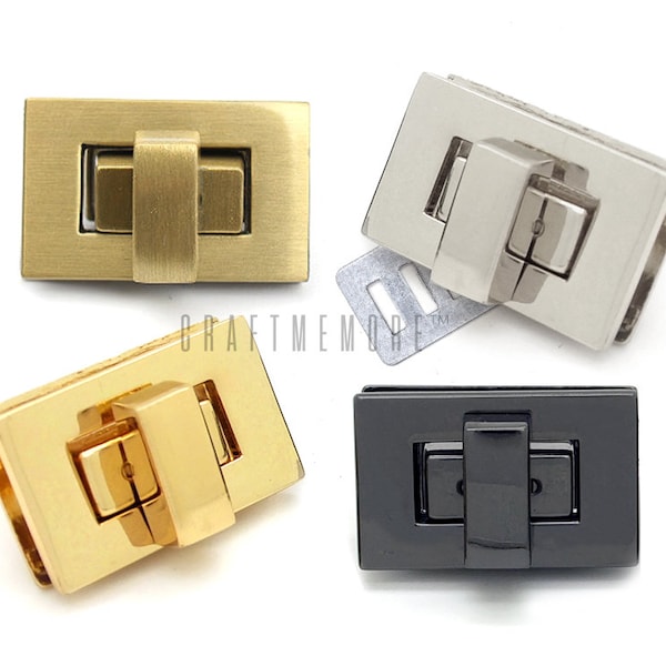 2pack 1-1/8" Mini Rectangle Twist Turn Locks Purse Closure Premium Quality Leathercraft Accessories #8334