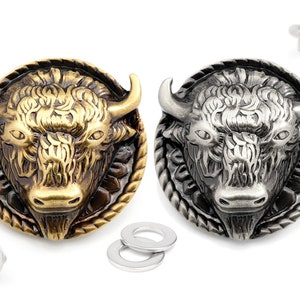1 Inch Buffalo Concho Bison Bull Screw Back Concho Gaur Rodeo Indian Cowboy Leathercraft Embellishment 2pcs