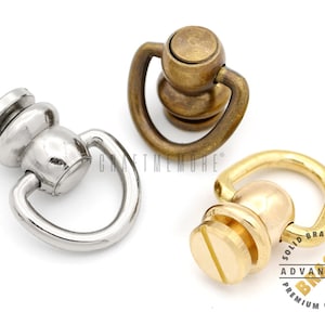 2pack D-Ring Wallet Chain Connector Solid Brass Ball Post Screwback Concho Leather Craft Accessories