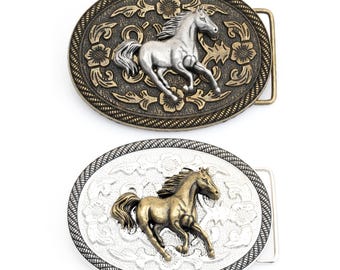 ヴィンテージ 60 年代 ブロンズ 馬のシルエット ベルト バックル 光沢