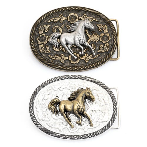 COOL! A Vintage Horse Head Theme, Zuni Inlay Belt Buckle