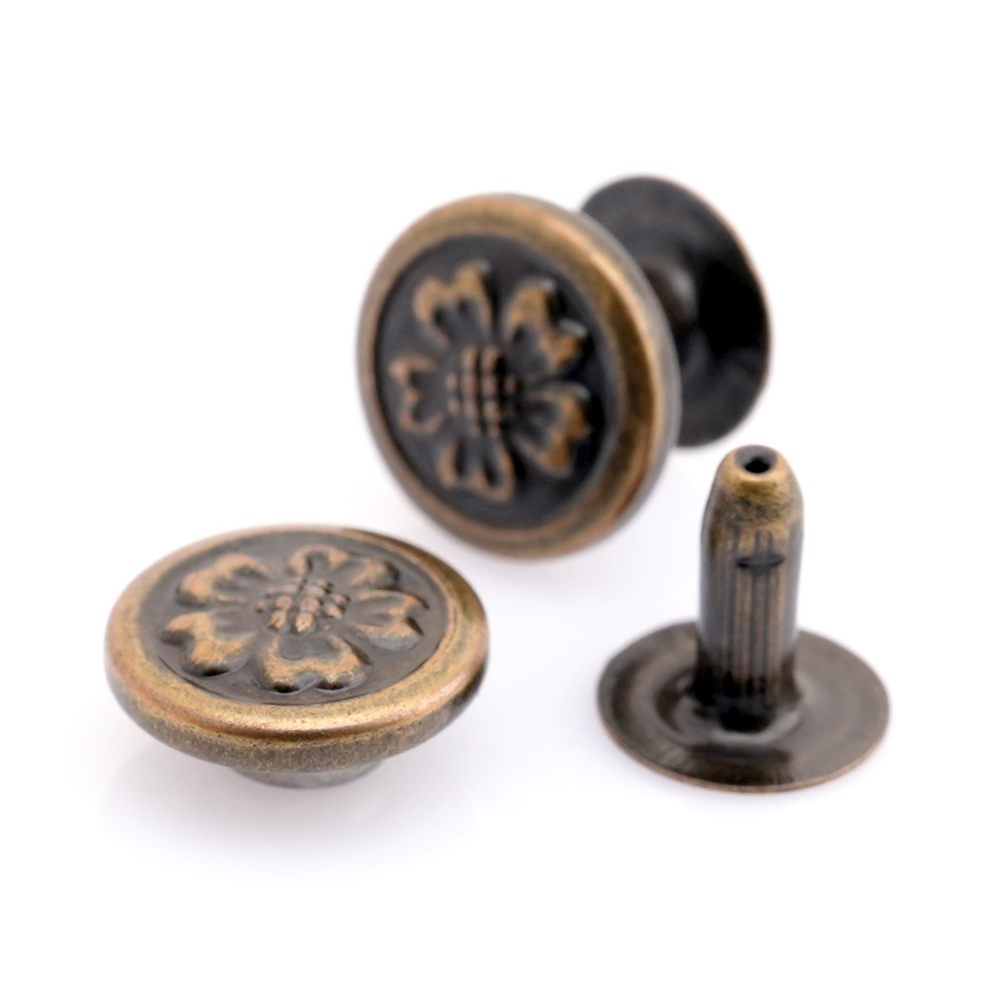 Antique Brass Sakura Flower Rivets - 3/8 Inch, 50 Pack - Etsy