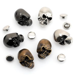 10pcs Skull Ghost Rivet Stud Punk Buttons for Bracelets Bags Belts Leathercraft