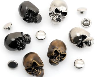 10pcs Skull Ghost Rivet Stud Punk Buttons for Bracelets Bags Belts Leathercraft