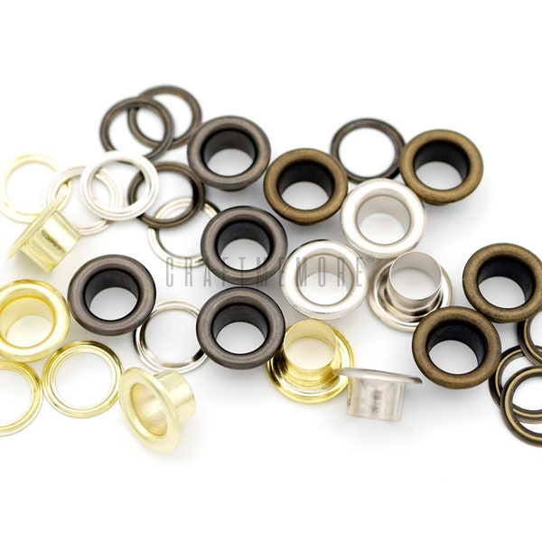 3/16", 1/4",5/16" Grommets Eyelets with Washers For Bead Cores, Clothes, Leather, Canvas 100pack