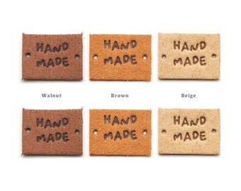 12 Handgemachte Etiketten aus Kunstleder
