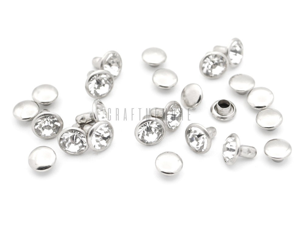 50sets 7mm Czech Crystal Rhinestone rivets Diamond Riveting Etsy