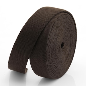5Yards Heavy Cotton Webbing Strap 1" 1-1/4" 1-1/2" 2" – Thick Canvas Strap for Bag Making, Purse Strap, Camera Strap, DIY Craft Supply Chocolate