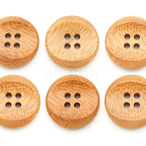 Bamboo Buttons 4 Holes Concave Wood Button for Garment Sewing DIY Crafts A52