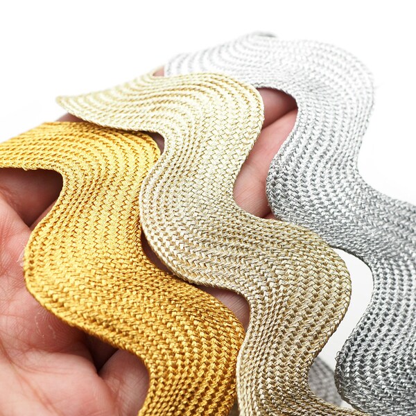 3/4" RIC RAC Wave Metallic TRIM Crafting & Sewing projects Choose 4 Yards or 18 Yards Rolled up