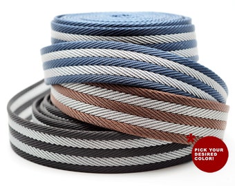 Glossy Nylon Webbing 1.25" – Two Tone Spiral Strap, 15ft