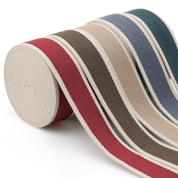 Two-Tone Cotton Poly Webbing Strap – Heavy Duty Bag Craft Belt (1.5 Inch)