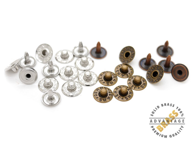 50sets 3/8inch WASHABLE Embossed Jean Denim Rivets Leather Etsy