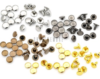 100pack Multi Size Double Cap Rivets Round Rivet Fasteners for Leather Craft Decorations