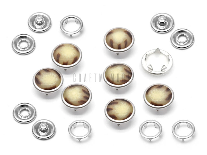 20 Sets 12mm Parel Snaps Bevestigingsmiddelen Parelachtige Knopen voor Western Shirt Kleding Wasbare Popper Studs Brown Marble