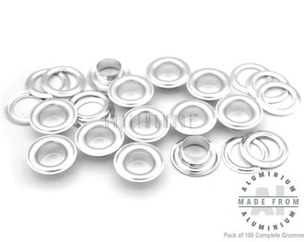 100pack 3/8" Aluminium Grommets Ösen mit Unterlegscheiben für Billboard Vinyl Banner, Leder Handwerk