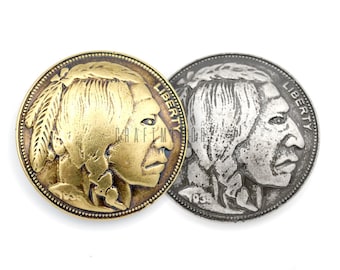 2pcs 1-3/8 Inches Indian Head Screw Back Conchos Gaur Rodeo Cowboy Leathercraft Embellishment Buttons (CHS38)
