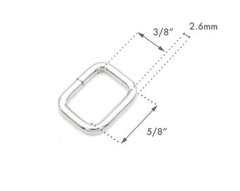 5/8" 3/4" 1" Metal Rectangle Buckle Ring for Bag Belt Loop Strap HeavyDuty 20pcs 