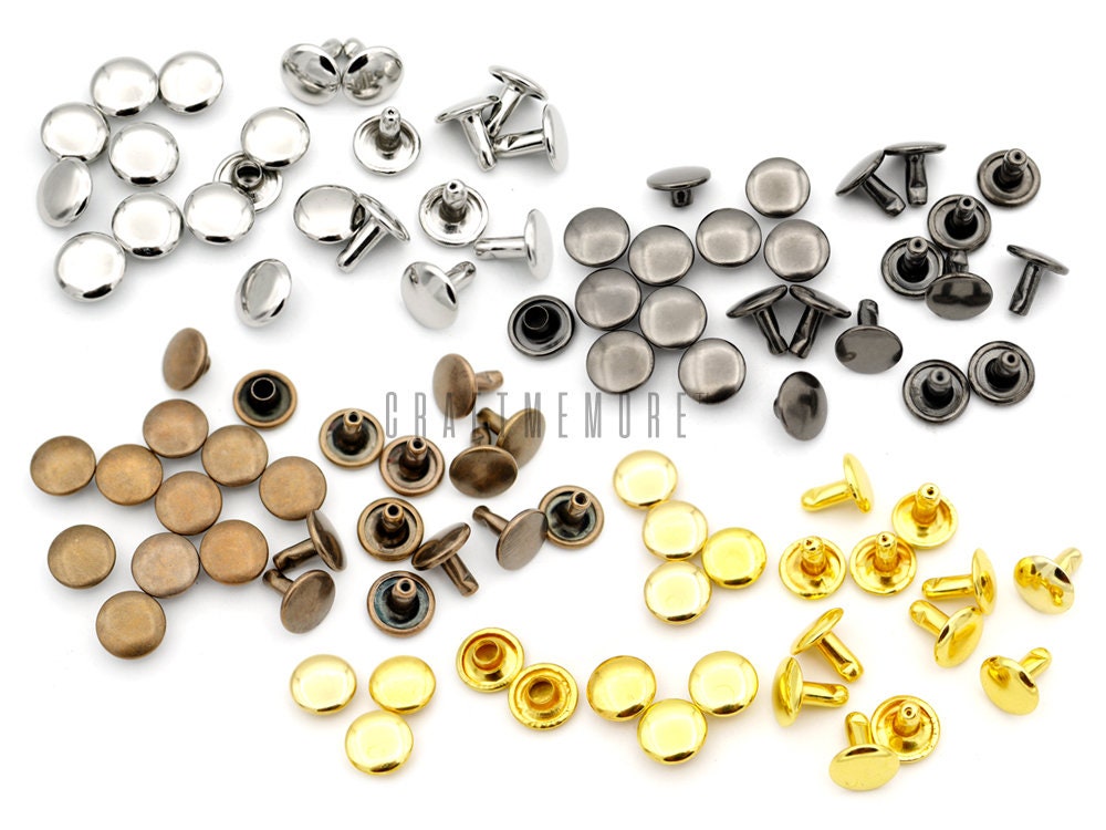 10PCS Metal Rivet Double Cap Studs Leather Screw Belt Rivets Leather Craft  Decor