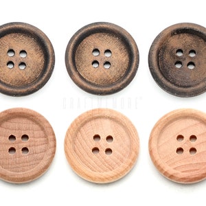 Wood Buttons 4 Holes Round Wooden Button for Garment Sewing DIY Crafts B08
