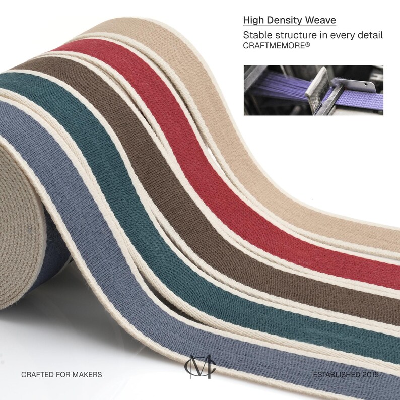 Two-Tone Cotton Poly Webbing Strap – Heavy Duty Bag Craft Belt (1.5 Inch) image 4