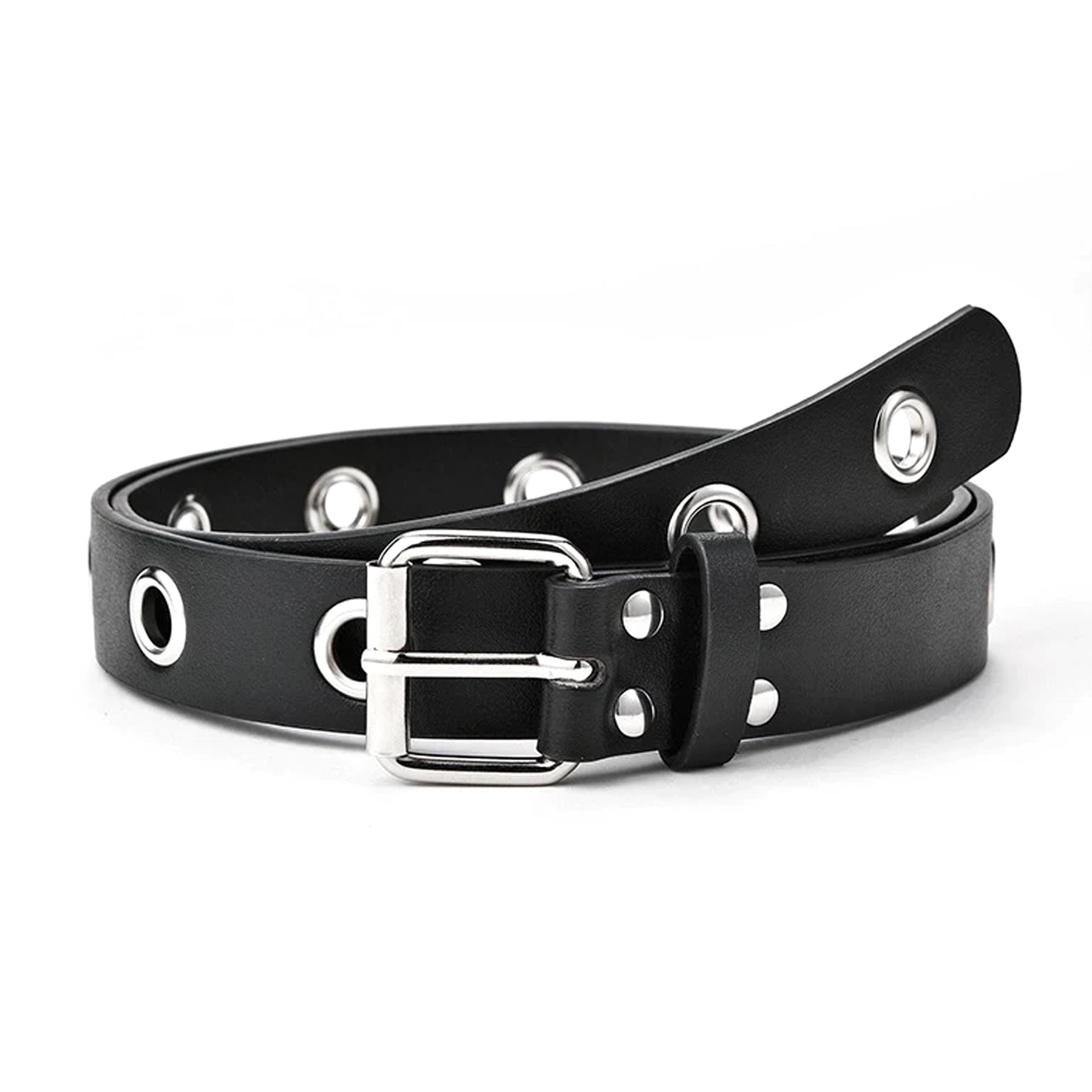 8385 Punk Rock Grommet Belt, Black Pu Leather, 41 Inches, Metal Eyelets Grommet Belt With Metal Eyelets, Black PU Leather Punk Rock  main image 3
