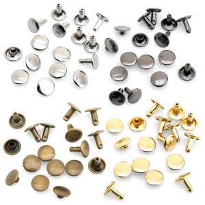 Double Cap Rivets, 8/9mm Round Leather Rivet Fasteners, 50 Sets