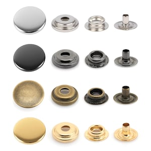 50 pack Multi-Size Snap Fasteners Ring-Socket Press Studs Jacket Bag Canvas Closures