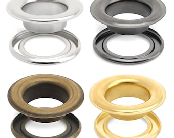 Ojales metálicos de 1 pulgada con arandelas para cortinas, pancartas y lienzos (10 juegos)