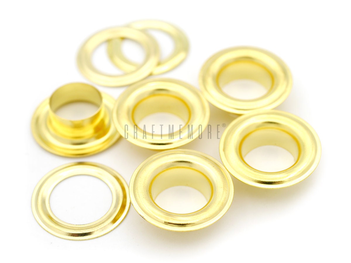 1/4, 3/8,1/2 Grommets,500PC Eyelets with Washer Golden,Two Piece, CHOOSE  Size