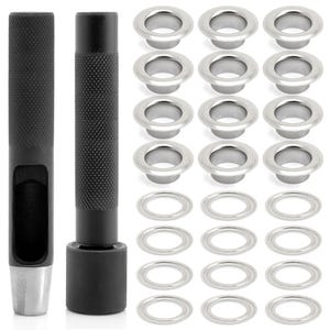 Grommet Tool Kit | 3/16", 1/4", 5/16" Eyelet Setting Tool with Hole Punch | 100 Silver Grommets image 1