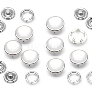 20 Sets 12mm Pearl Snaps Fasteners Pearl-Like Buttons for Western Shirt Clothes Washable Popper Studs Couldy White