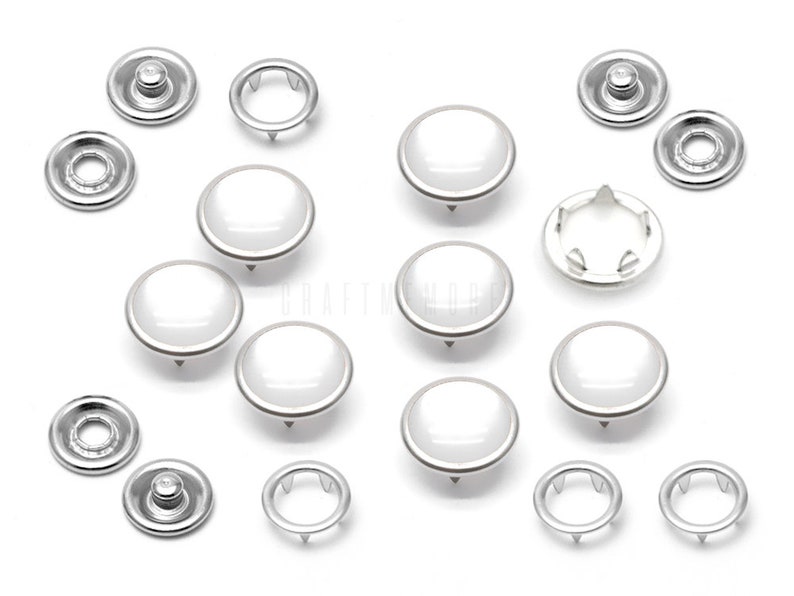 20 Sets 12mm Pearl Snaps Fasteners Pearl-Like Buttons for Western Shirt Clothes Washable Popper Studs Couldy White