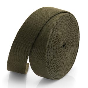 5Yards Heavy Cotton Webbing Strap 1" 1-1/4" 1-1/2" 2" – Thick Canvas Strap for Bag Making, Purse Strap, Camera Strap, DIY Craft Supply Olive Drab